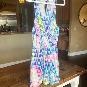 Amanda Uprichard Chelsea Silk Romper Crystal Geo